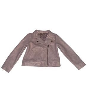 Genuine Kids By Oshkosh Girls 5T  Sparkly Metallic Pink Moto Biker Jacket